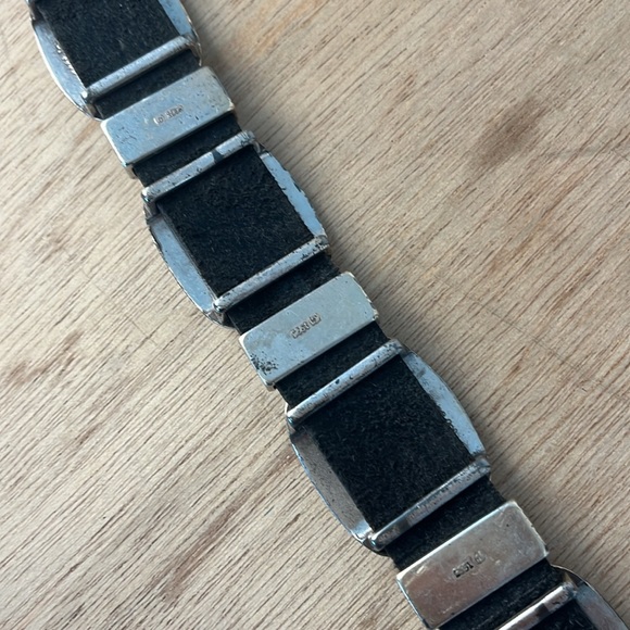 Vintage Brighton Leather Metal Belt 1995 Medium Heavy Weight Tarnished Weathered - Picture 14 of 16